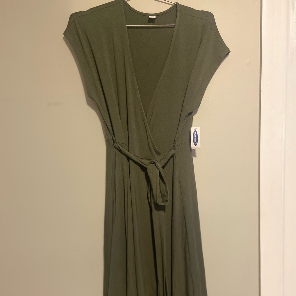 Olive Green Wrap Dress